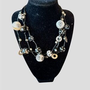 Chico's Black and White Beaded Necklace